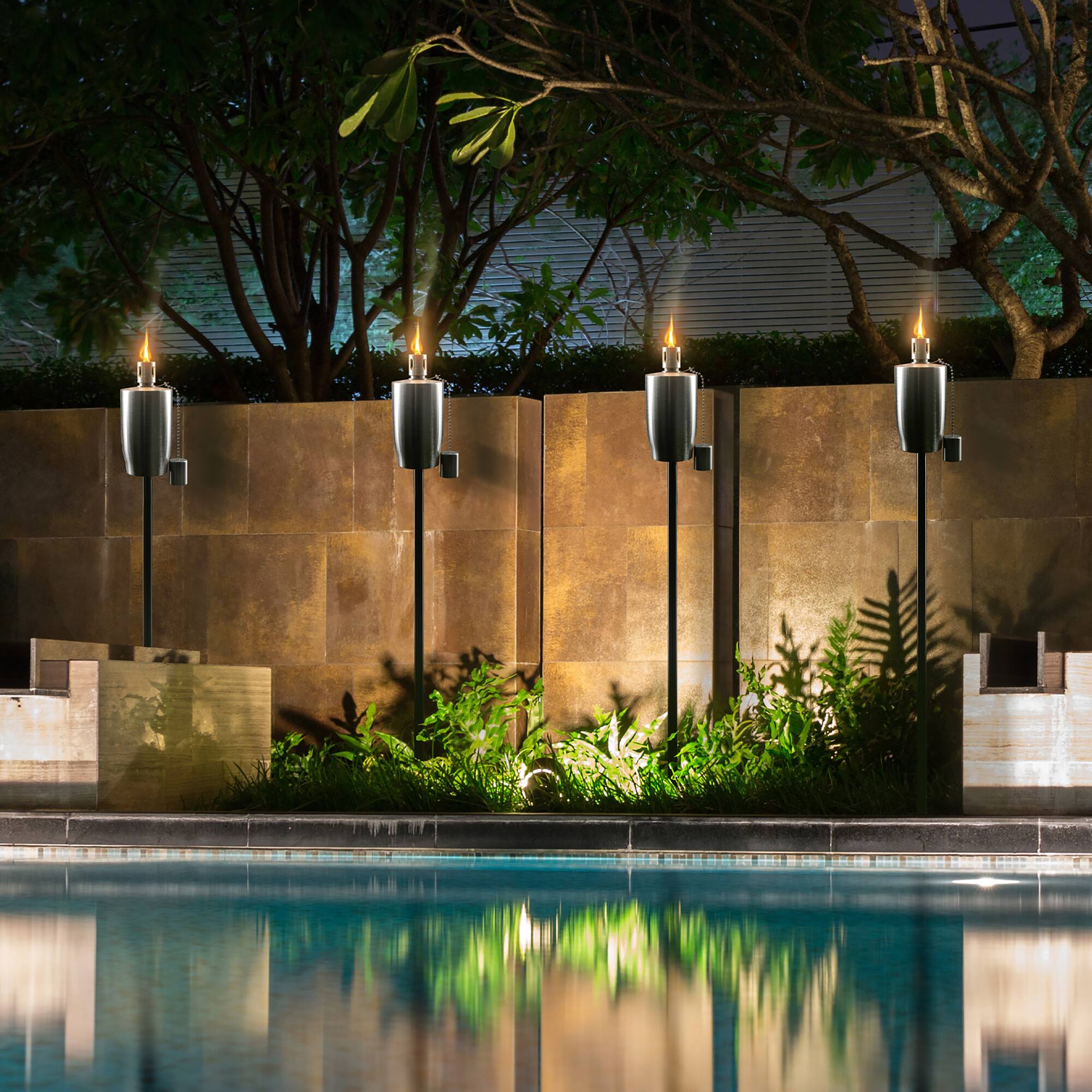 Sorbus 60" Cylindrical Matney Stainless Steel Outdoor Torches , 2ct.